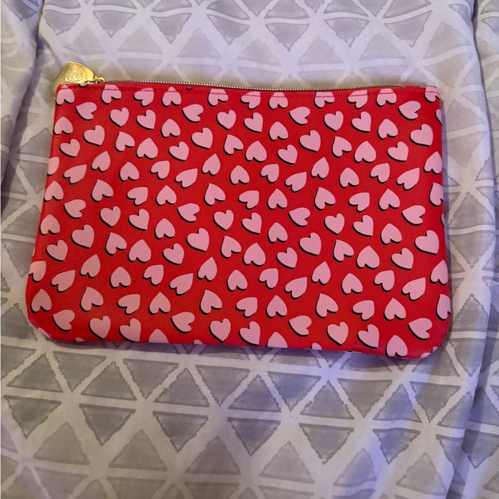 Ipsy Red and Pink Heart Cosmetic Bag